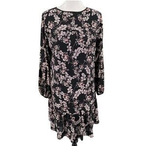 Erin Fetherston Floral Long Sleeve Peplum Hem Boho Dress